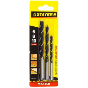 Набор сверл по дереву 3, 4, 5, 6, 7, 8, 10мм, 8шт STAYER "MASTER", в боксе