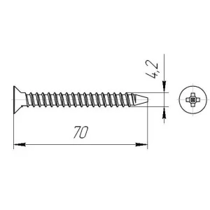 Саморезы пот/г гипс-дерево (крупная резьба) 4,2x70 оксид (уп 250шт) ведро №3