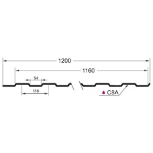 Профнастил С-8(Тип), 0.55 мм, оцинкованный 1.2 * м2