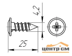 Саморезы с прессшайбой острие 4,2x25 цинк (уп 1000шт) ведро №3