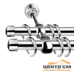 Карниз кованый d16мм хром глянец двухрядный, гладкая штанга 3,0