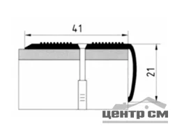 Порог АПУ 006 алюминиевый 900*41*21 мм угловой наружный (19-венге)