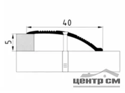 Порог АПС 005 алюминиевый 1350*40*0-12 мм разноуровневый (33-ясень)