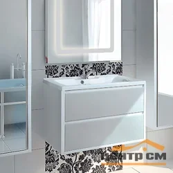 Комплект AQUATON: тумба под умывальник РИМИНИ 80 NEW с раковиной Айрис M 800 белая
