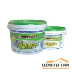 Краска ВД латексная акриловая супербелая DecoTech Eco 3кг (для потолков)