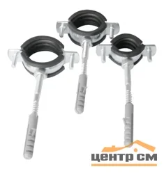 Хомут с гайкой 4" (106-111), шпилька-шуруп м8, дюбель пластиковый 10х50мм Aquafix