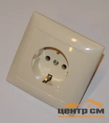 Розетка 1-местная СП Селена с заземлением, слоновая кость РС16-370 с/к