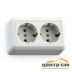 Розетка 2-местная ОП Оптима с заземлением, слоновая кость РА16-374 ск