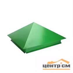 Колпак на столбы для ограждений 390*390мм цвет 6002 (зеленая листва) 0,45мм
