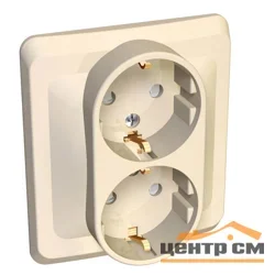 Розетка 2-местная СП Этюд 16А с заземления, крем. Systeme Electric PC16-007K
