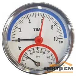 Термо-манометр TIM аксиальный 10 бар, резьба 1/4" наружная