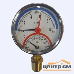 Термо-манометр TIM радиальный 10 бар, резьба 1/4" наружная