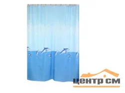 Штора для ванной ZALEL полиэстер, 180*200 см, без колец, арт.1023 Dolphin