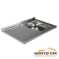 Мойка нержавеющая накладная, чаша справа, 50х80 (0,6), выпуск 3 1/2, с сифоном, глянцевая
