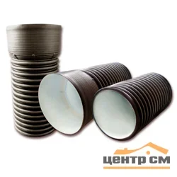 Труба канализационная гофрированная двухстенная FD-Plast D 400/343 с раструбом L-6м, черная SN8