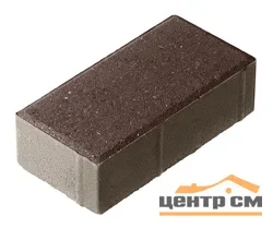 Плитка тротуарная Брусчатка коричневая 200*100*80 мм (0,02 кв.м.) верхний прокрас, серый цемент СИЯН