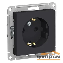 Механизм розетки одноместный СП AtlasDesign 16А IP20 с заземлением и защитной шторкой, карбон Systeme Electric ATN001045