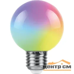 Лампа светодиодная 3Вт E27 230В RGB Шарик матовый быстрая смена цвета (G60) Feron, LB-371*