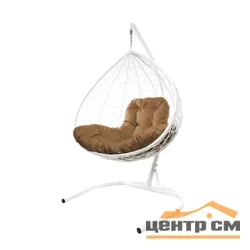 Подвесное кресло двухместное Double/XL, цвет плетения – белый, подушка – бежевый