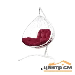 Подвесное кресло двухместное Double/XL, цвет плетения – белый, подушка – бордо