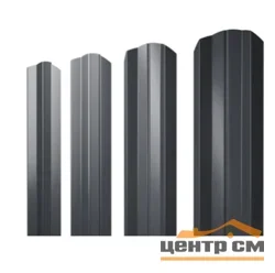 Штакетник металлический STYNERGY М-образный двусторонний фигурный 0.4 мм, PE RAL 7024 (мокрый асфальт), ширина 108мм, длина 2 м.п.