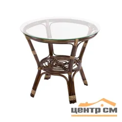 Стол кофейный БАГАМА со стеклянной столешницей, темно-коричневый