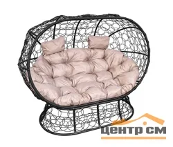 Кокон ЛЕЖЕБОКА на подставке с ротангом черный, подушка бежевая