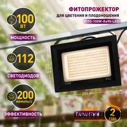 Фитопрожектор светодиодный для растений и рассады FITO-100W-Ra90-LED для цветения и плодоношения полного спектра 100 Вт ЭРА