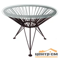 Стол "Ракушка" со стеклом с ротангом, коричневый