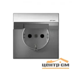 Механизм розетки одноместный СП ArtGallery 16А IP44 с заземлением, защ. шторки с крышкой алюм. SE GAL440346