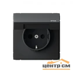 Механизм розетки одноместный СП ArtGallery 16А IP44 с заземлением, защ. шторки с крышкой карбон SE GAL441046
