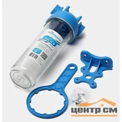 Фильтр для воды 3/4", прозрачный корпус, Slim Line 10", в комплекте кронштейн и ключ, АКВАБРАЙТ (код 00087378)