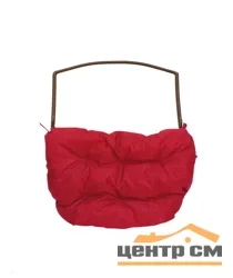 Подставка для ног на кресло подвесное для двоих, с ротангом бежевая, красная подушка