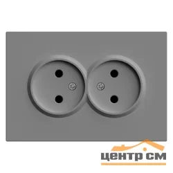Розетка 2-местная СП STEKKER Эмили, с защитной шторкой, без заземления 250В, 16А, (RST16-5116-10) платиново-серый, soft touch