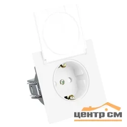 Розетка 1-местная (механизм) СП STEKKER Мия с крышкой с защ. штор с заземлением, 250В, 16А, RST16-3112-01, белая магнолия