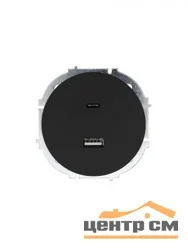 Розетка USB+ТС 2-местная СП Lezard OSEN чёрный бархат