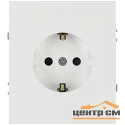 Розетка одноместная механизм СП ЭРА Arktik 2P+E Schuko с заземлением и шторками 16А-250В белый матовый арт.16-2102-08